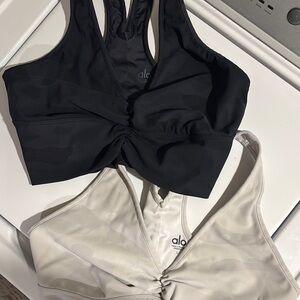 Alo Yoga Black and Cream Sports Bras